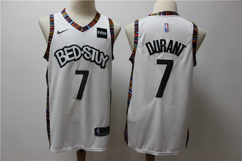 Men Brooklyn Nets #7 Durant white Home Stitched NBA Jersey 3